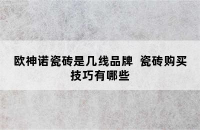 欧神诺瓷砖是几线品牌  瓷砖购买技巧有哪些